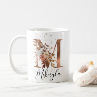 LETTRE FLEURIE DE cuivre M Monogramme Café Mug