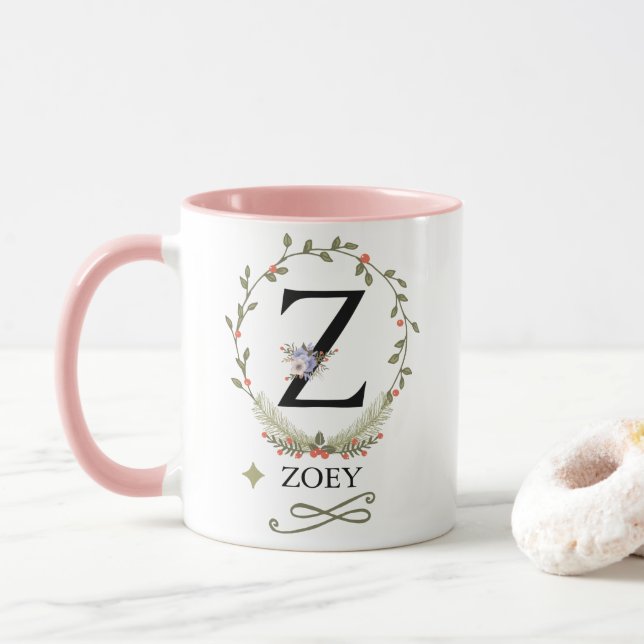 LETTRE FLEURIE MACTE Z MONogramme Mug (Avec donut)