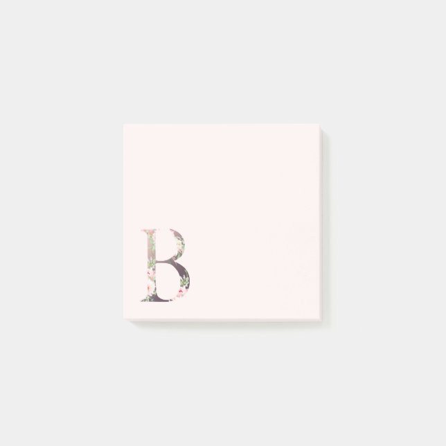 Lettre florale "B" Monogramme Post-It Notes (Devant)