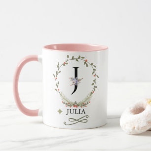 LETTRE FLORALE COLUE J MONogramme Mug