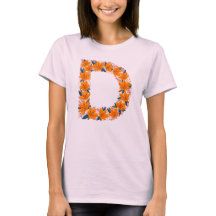 Lettre florale D T-shirt de base femme