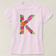 Lettre florale K T-shirt de base femme