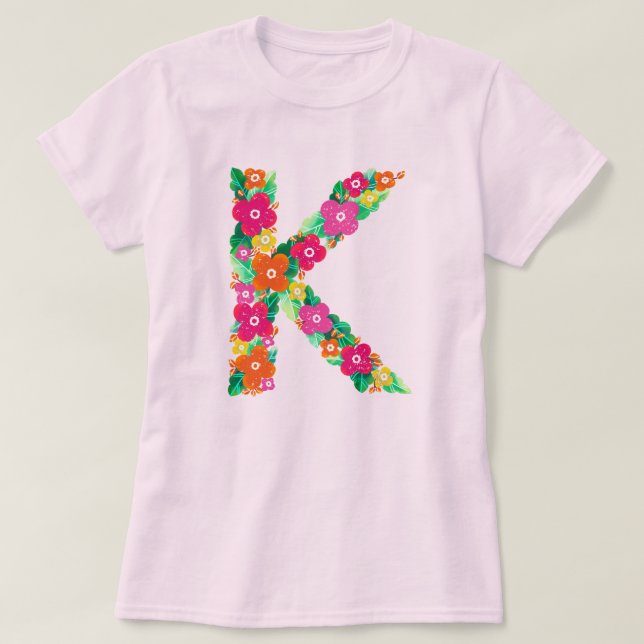 Lettre florale K T-shirt de base femme (Design devant)