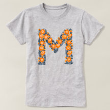 Lettre florale M T-shirt de base femme