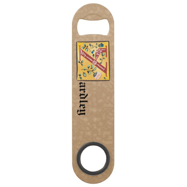 Lettre Florale médiévale illuminée Y Monogramme (Devant)