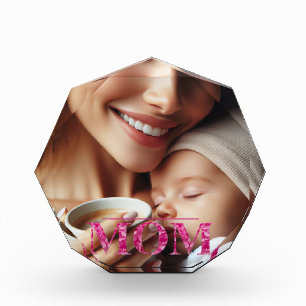 LETTRE Florale MOM Bloc photo octogone personnalis