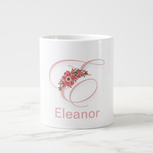 Lettre florale Monogramme moderne Café initial Mug (Devant)