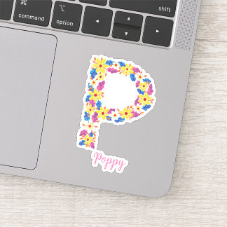 Lettre florale P stickers vinyle coupé sur mesure