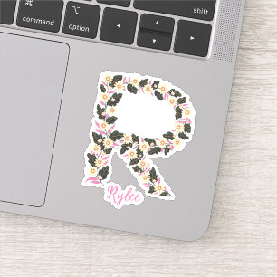 Lettre florale R stickers vinyle coupé sur mesure
