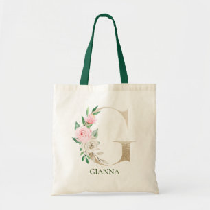 LETTRE Florale rose Aquarelle G Sac fourre-tout Mo