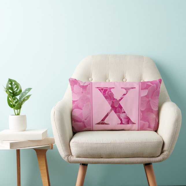 LETTRE Florale rose LETTRE "X" Coussin Lumbar (Chaise)