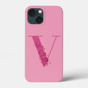 LETTRE Florale rose monogramme V coque iphone