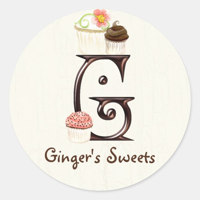 Lettre G Monogram Cupcake Logo Stickers d'entrepri (Devant)