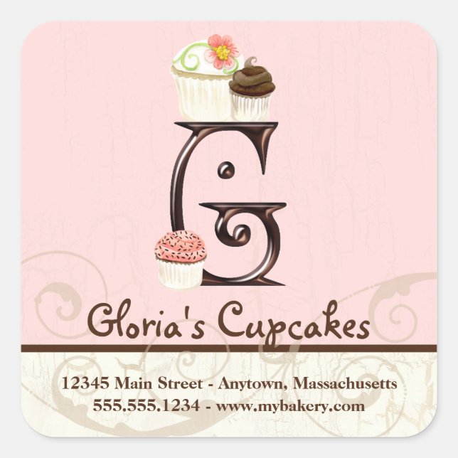 Lettre G Monogram Cupcake Logo Stickers d'entrepri (Devant)