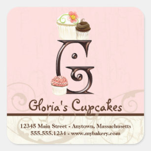 Lettre G Monogram Cupcake Logo Stickers d'entrepri
