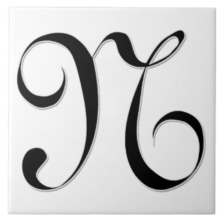 Lettre Geessele N en Carreaux Monogrammes noirs