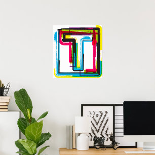 Lettre Grunge colorée T Poster artistique