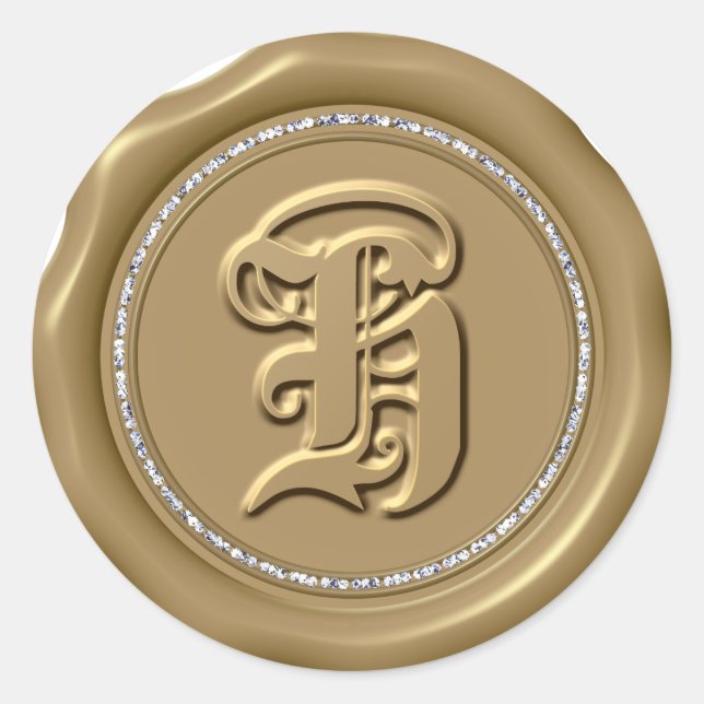 *~* LETTRE H Cercle Diamant Stickers cire d'or (Devant)