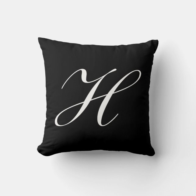 Lettre H Coussin de monogramme noir (Recto)