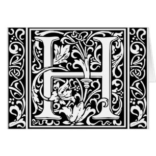 Lettre H Monogramme médiéval Art Nouveau