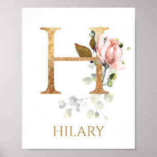 Lettre H Monogramme Rose Peach rose Poster