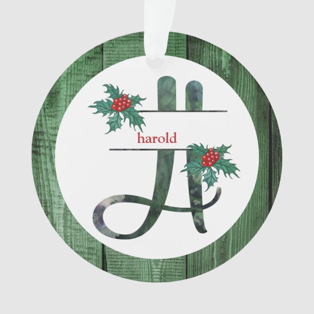 *~* Lettre H PHOTO de Noël Rustique Bois AP44 (devant)