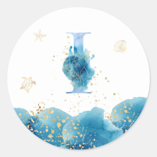 *~* LETTRE I - Autocollant d'enveloppe Sea Ocean B