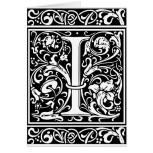 Lettre I Monogramme médiéval Art Nouveau