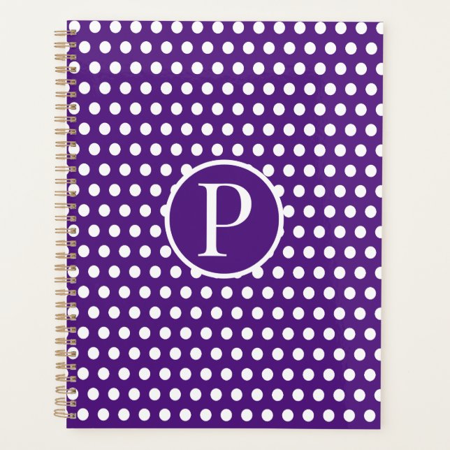 Lettre initiale classique chic violet Polka Dot (Devant)