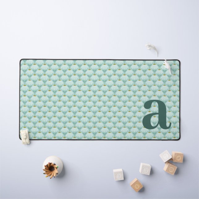 Lettre initiale de monogramme bleu sarcelle floral (Tableau pour enfants)