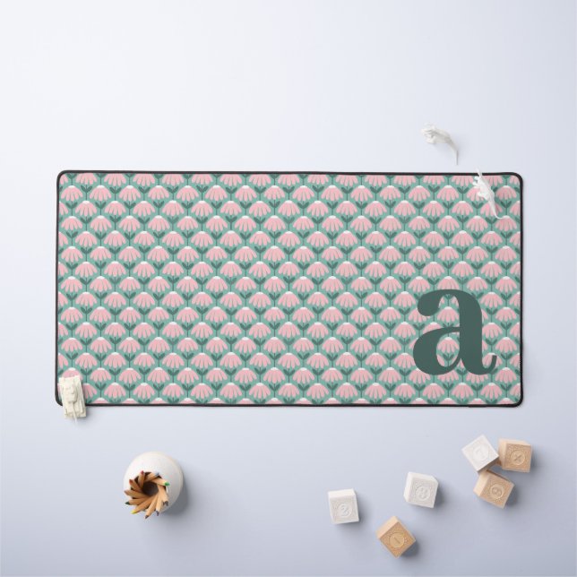 Lettre initiale de monogramme floral vintage rose  (Tableau pour enfants)