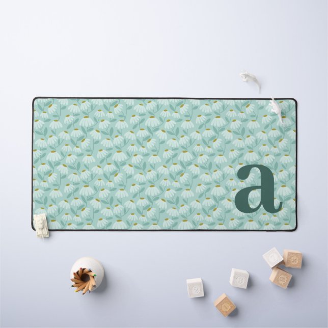 Lettre initiale de monogramme motif floral bleu sa (Tableau pour enfants)