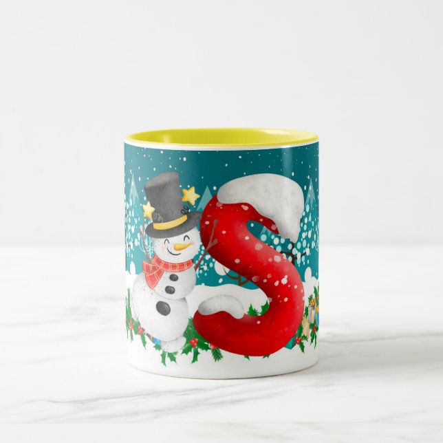Lettre initiale de Noël Snowman Monogram Mug (Centre)