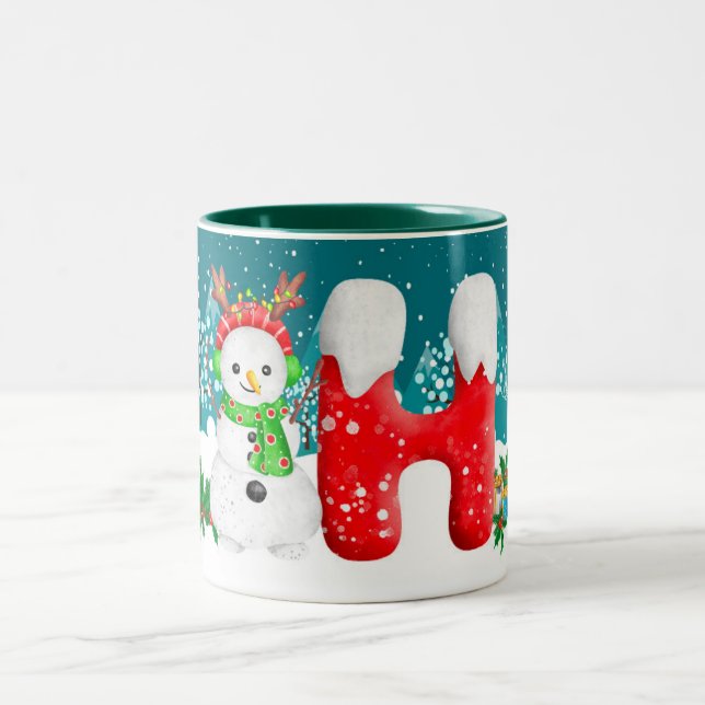 Lettre initiale de Noël Snowman Monogram Mug (Centre)