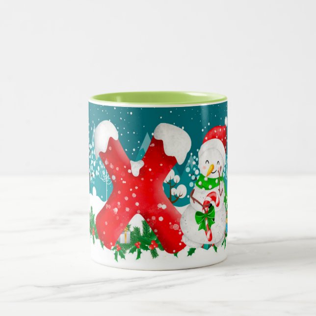 Lettre initiale de Noël Snowman Monogram Mug (Centre)
