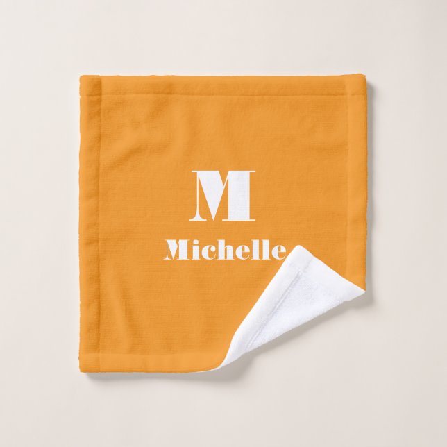 LETTRE INITIALE DU NOM ORANGE CLAIR CLASSIQUE (Gant de toilette)