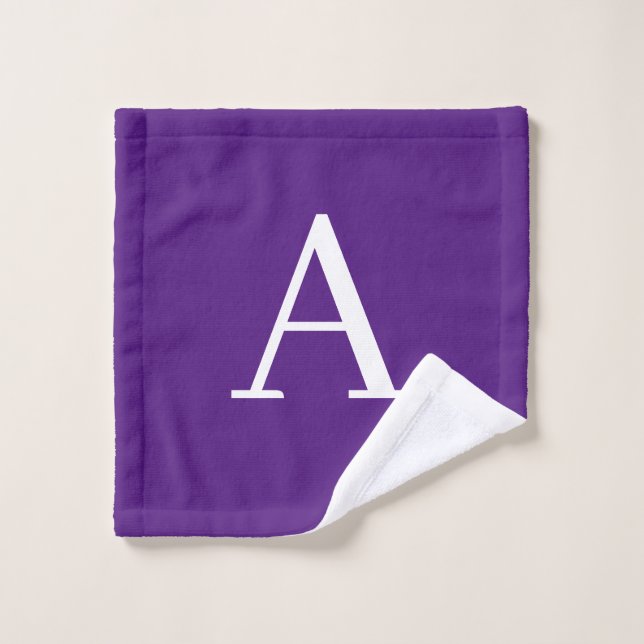 Lettre initiale Monogramme Style moderne violet (Gant de toilette)