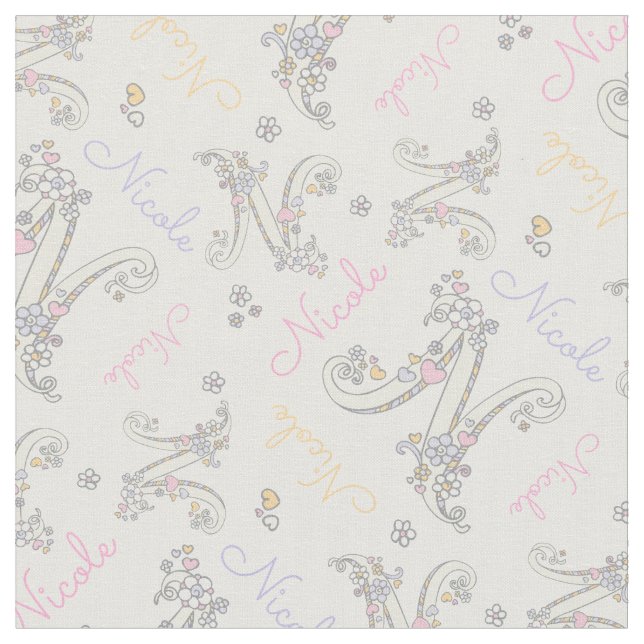 Lettre initiale N Nicole tissu de nom personnalisé (Fermer)
