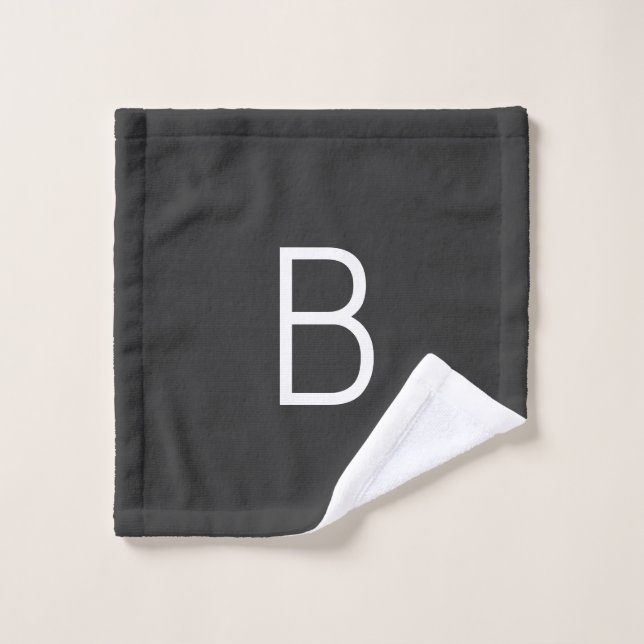Lettre initiale noire Monogramme moderne (Gant de toilette)