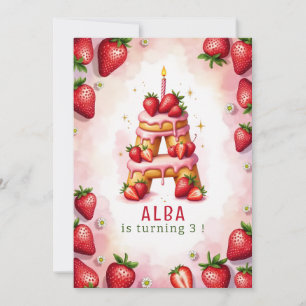 LETTRE Invitation D'Anniversaire De Fraise A Cake