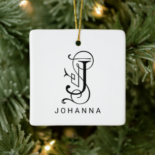 Lettre J Elegant Monogramme Ornement de Noël