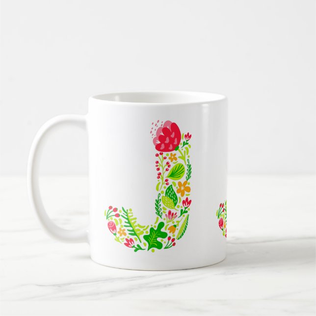 Lettre J en Fleurs Café Mug (Gauche)