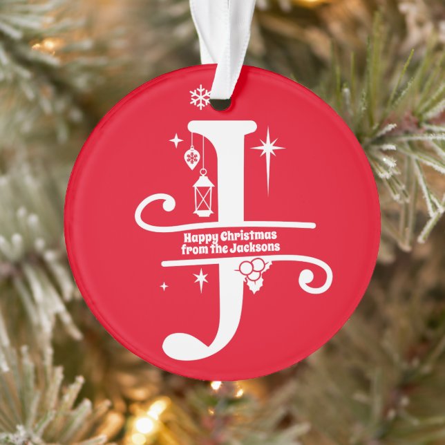 Lettre J Monogramme Nom de famille initial Salutat (Arbre)