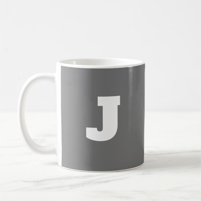 Lettre J Nom initial Mug Pour Lui Gris Gros (Gauche)