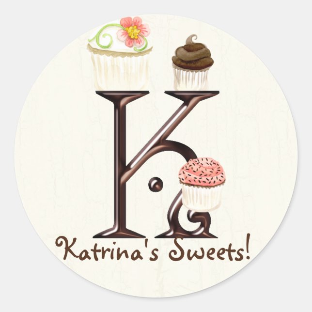 Lettre K Monogram Cupcake Logo Autocollants d'affa (Devant)