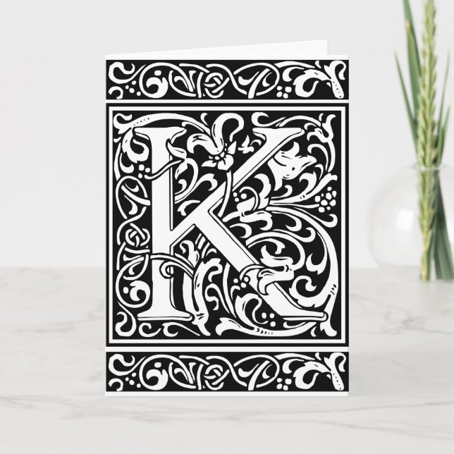Lettre K Monogramme Art Nouveau Médiéval (Devant)