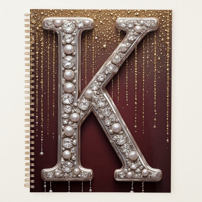 Lettre K Monogramme de Luxe avec Paillettes (Devant)