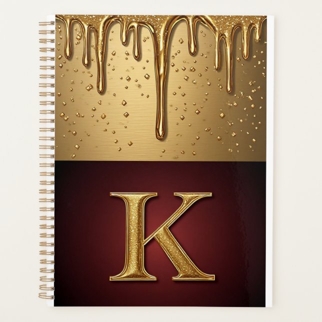 Lettre K Monogramme Pailleté Avec Liquide Qui Dégo (Devant)