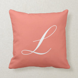 Lettre L Coral Monogramme Coussin