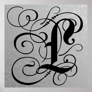 Lettre L, Monogramme gothique Poster noir